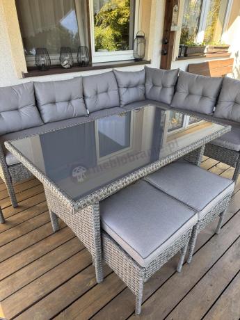 Narożnik z technorattanu z pufami i fotelami Perata Corner Plus – Anthracite