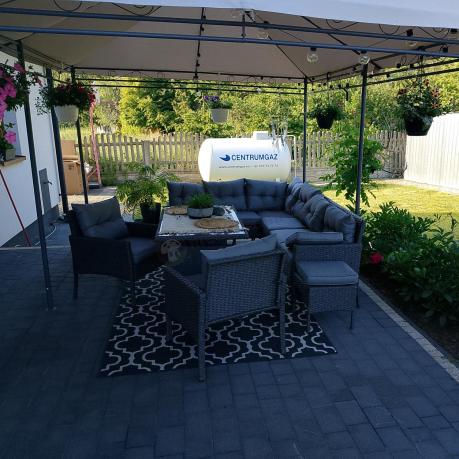 Narożnik z technorattanu z pufami i fotelami Perata Corner Plus – Anthracite