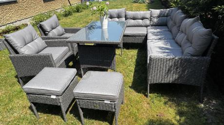 Narożnik z technorattanu z pufami i fotelami Perata Corner Plus – Anthracite