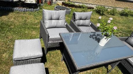 Narożnik z technorattanu z pufami i fotelami Perata Corner Plus – Anthracite