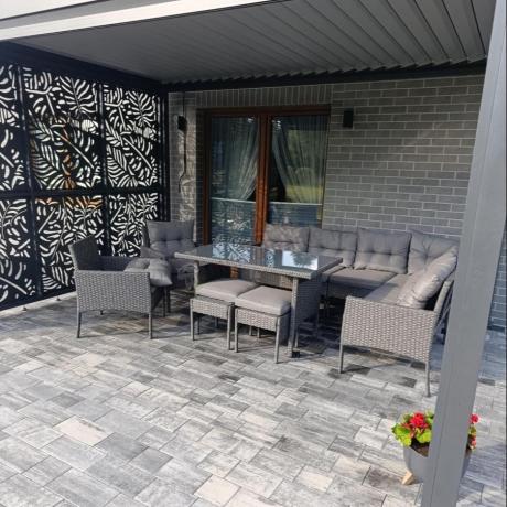 Narożnik z technorattanu z pufami i fotelami Perata Corner Plus – Anthracite