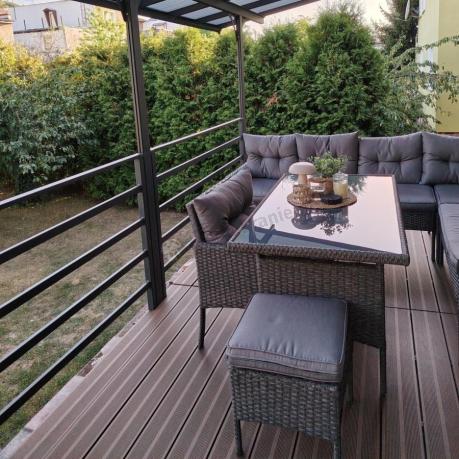 Narożnik z technorattanu z pufami i fotelami Perata Corner Plus – Anthracite