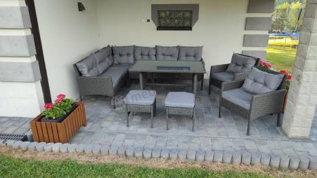 Narożnik z technorattanu z pufami i fotelami Perata Corner Plus – Anthracite