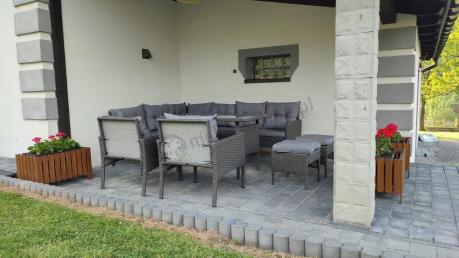 Narożnik z technorattanu z pufami i fotelami Perata Corner Plus – Anthracite