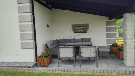 Narożnik z technorattanu z pufami i fotelami Perata Corner Plus – Anthracite