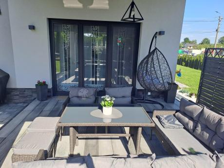 Narożnik z technorattanu z pufami i fotelami Perata Corner Plus – Anthracite