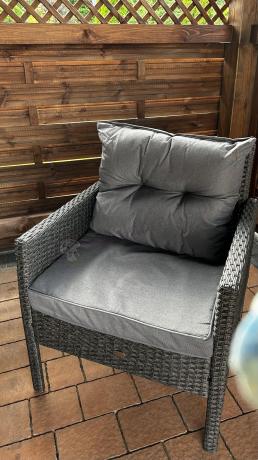 Narożnik z technorattanu z pufami i fotelami Perata Corner Plus – Anthracite