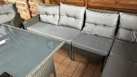 Narożnik z technorattanu z pufami i fotelami Perata Corner Plus – Anthracite