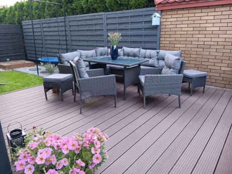 Narożnik z technorattanu z pufami i fotelami Perata Corner Plus – Anthracite