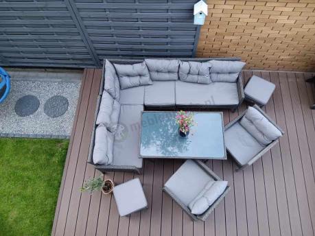 Narożnik z technorattanu z pufami i fotelami Perata Corner Plus – Anthracite