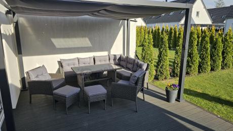 Narożnik z technorattanu z pufami i fotelami Perata Corner Plus – Anthracite