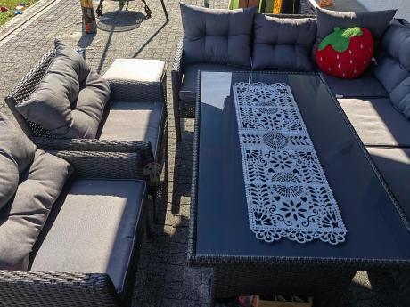 Narożnik z technorattanu z pufami i fotelami Perata Corner Plus – Anthracite