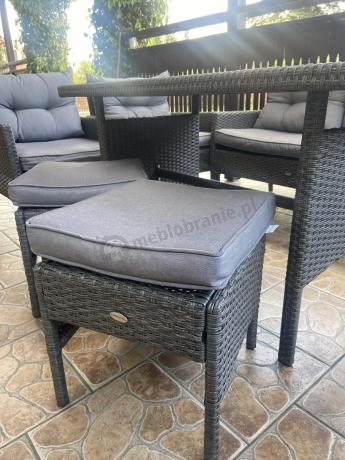 Narożnik z technorattanu z pufami i fotelami Perata Corner Plus – Anthracite