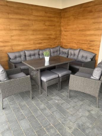 Narożnik z technorattanu z pufami i fotelami Perata Corner Plus – Anthracite