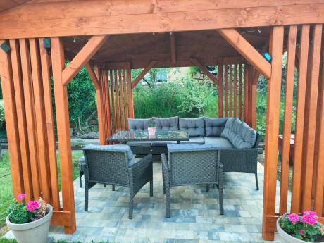 Narożnik z technorattanu z pufami i fotelami Perata Corner Plus – Anthracite