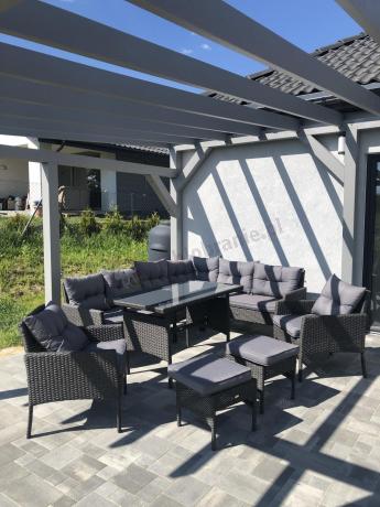 Narożnik z technorattanu z pufami i fotelami Perata Corner Plus – Anthracite