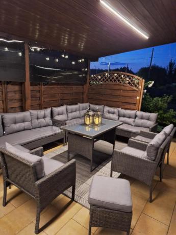 Narożnik z technorattanu z pufami i fotelami Perata Corner Plus – Anthracite