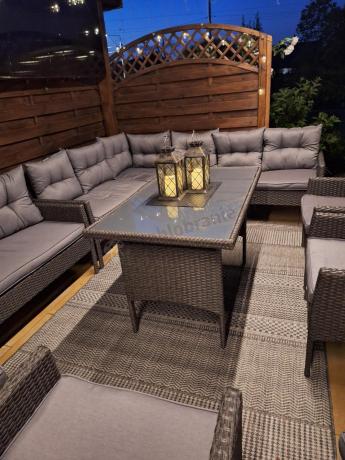 Narożnik z technorattanu z pufami i fotelami Perata Corner Plus – Anthracite