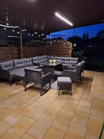 Narożnik z technorattanu z pufami i fotelami Perata Corner Plus – Anthracite