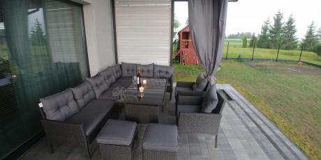 Narożnik z technorattanu z pufami i fotelami Perata Corner Plus – Anthracite