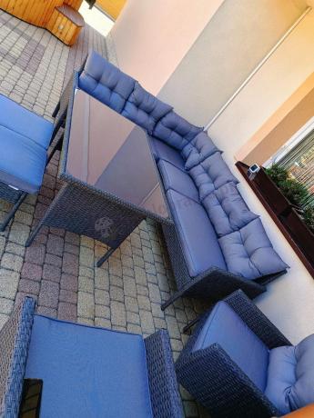 Narożnik z technorattanu z pufami i fotelami Perata Corner Plus – Anthracite