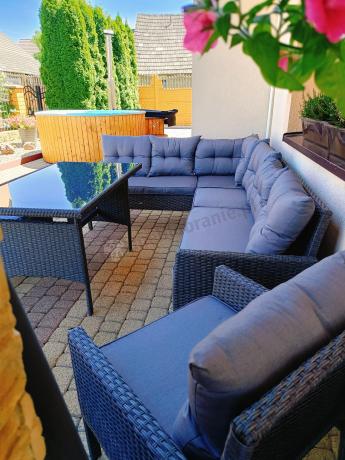 Narożnik z technorattanu z pufami i fotelami Perata Corner Plus – Anthracite