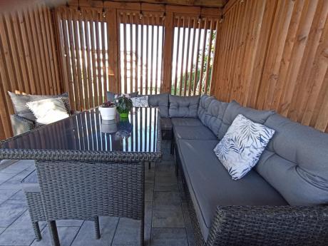 Narożnik z technorattanu z pufami i fotelami Perata Corner Plus – Anthracite