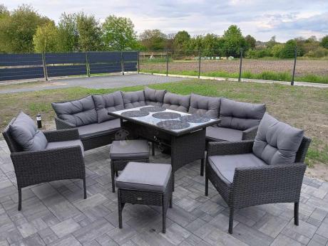 Narożnik z technorattanu z pufami i fotelami Perata Corner Plus – Anthracite