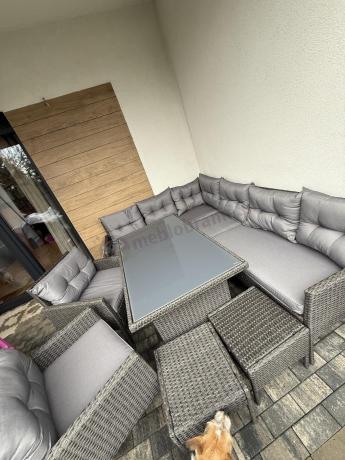 Narożnik z technorattanu z pufami i fotelami Perata Corner Plus – Anthracite