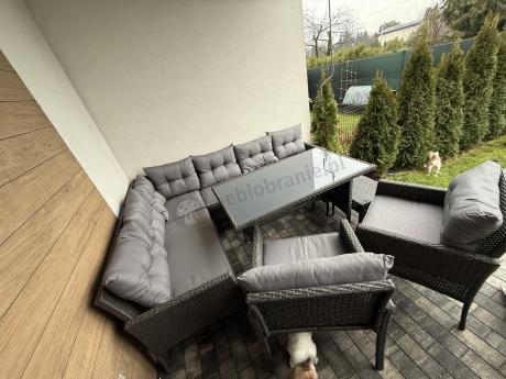 Narożnik z technorattanu z pufami i fotelami Perata Corner Plus – Anthracite