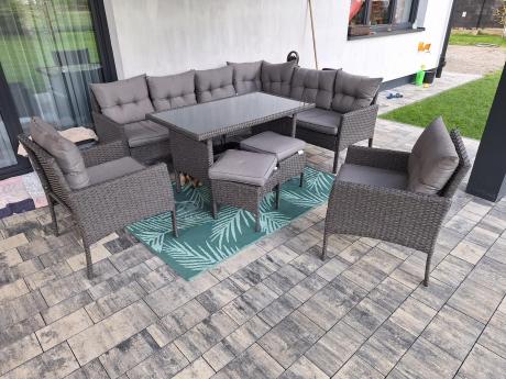 Narożnik z technorattanu z pufami i fotelami Perata Corner Plus – Anthracite