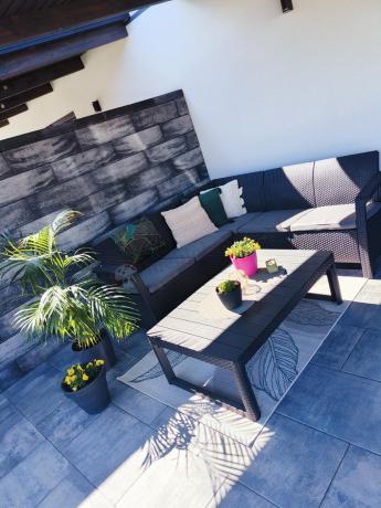 Narożny zestaw mebli do ogrodu