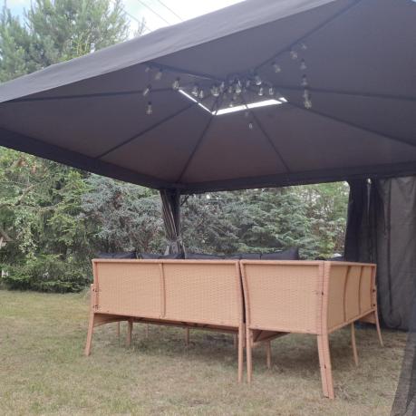Naturalny narożnik ogrodowy 190x190cm z pufami Torino Corner XL Yellow