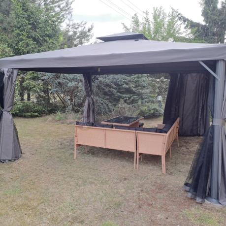 Naturalny narożnik ogrodowy 190x190cm z pufami Torino Corner XL Yellow