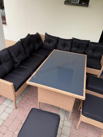 Naturalny narożnik ogrodowy 190x190cm z pufami Torino Corner XL Yellow