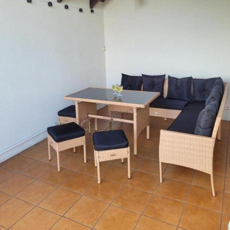 Naturalny narożnik ogrodowy 190x190cm z pufami Torino Corner XL Yellow