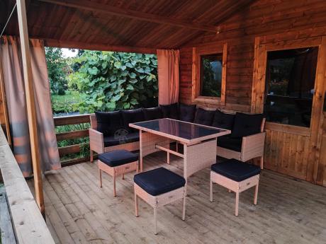 Naturalny narożnik ogrodowy 190x190cm z pufami Torino Corner XL Yellow