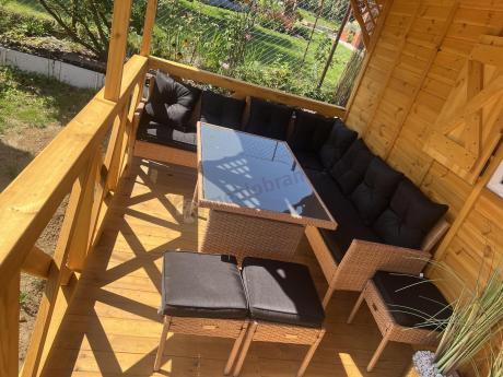 Naturalny narożnik ogrodowy 190x190cm z pufami Torino Corner XL Yellow