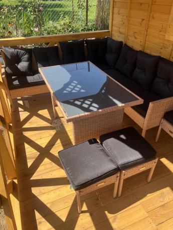 Naturalny narożnik ogrodowy 190x190cm z pufami Torino Corner XL Yellow