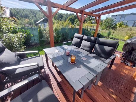 Nowoczesne aluminiowe meble ogrodowe z regulowanymi fotelami - Renalo Dining Relax Grafitowe