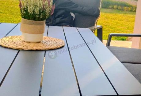 Nowoczesne aluminiowe meble ogrodowe z regulowanymi fotelami - Renalo Dining Relax Grafitowe