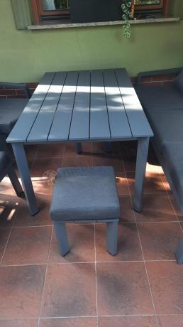 Nowoczesne aluminiowe meble ogrodowe z regulowanymi fotelami - Renalo Dining Relax Grafitowe