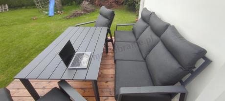 Nowoczesne aluminiowe meble ogrodowe z regulowanymi fotelami - Renalo Dining Relax Grafitowe