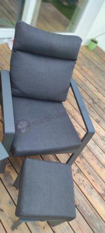 Nowoczesne aluminiowe meble ogrodowe z regulowanymi fotelami - Renalo Dining Relax Grafitowe