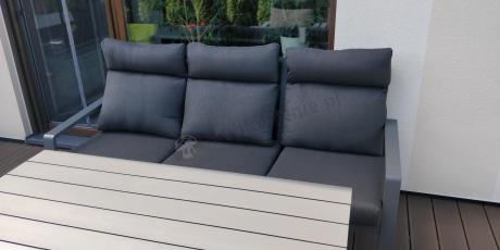 Nowoczesne aluminiowe meble ogrodowe z regulowanymi fotelami - Renalo Dining Relax Grafitowe