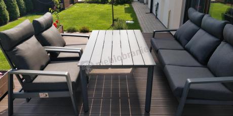 Nowoczesne aluminiowe meble ogrodowe z regulowanymi fotelami - Renalo Dining Relax Grafitowe