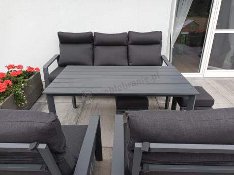 Nowoczesne aluminiowe meble ogrodowe z regulowanymi fotelami - Renalo Dining Relax Grafitowe