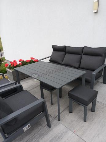 Nowoczesne aluminiowe meble ogrodowe z regulowanymi fotelami - Renalo Dining Relax Grafitowe
