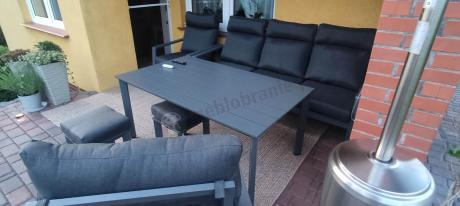 Nowoczesne aluminiowe meble ogrodowe z regulowanymi fotelami - Renalo Dining Relax Grafitowe