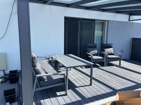Nowoczesne aluminiowe meble ogrodowe z regulowanymi fotelami - Renalo Dining Relax Grafitowe